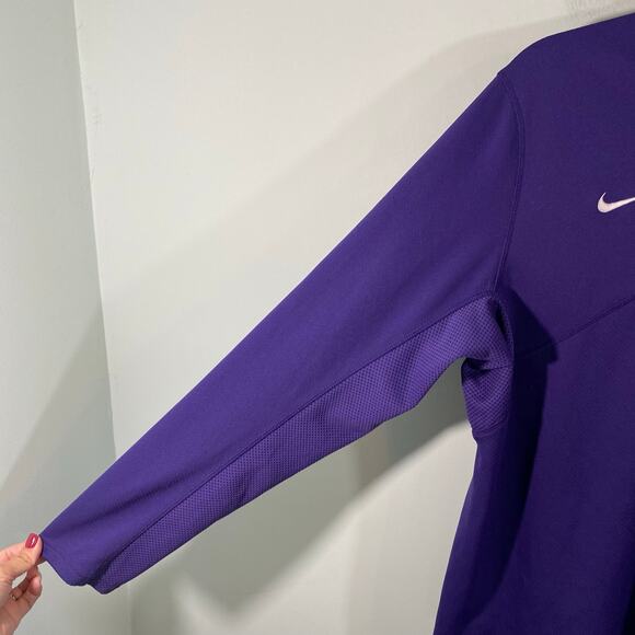 Nike X NYU Embroidered Logos Purple Quarter Zip Athletic Pullover Sweatshirt M - Picture 8 of 11